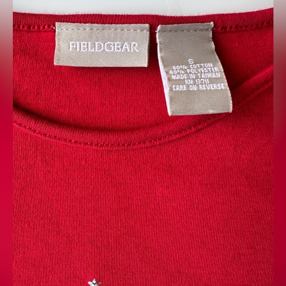 Fieldgear Bright Holiday Red Long Sleeve Christmas Tree T-Shirt Women’s Small - Picture 2 of 6